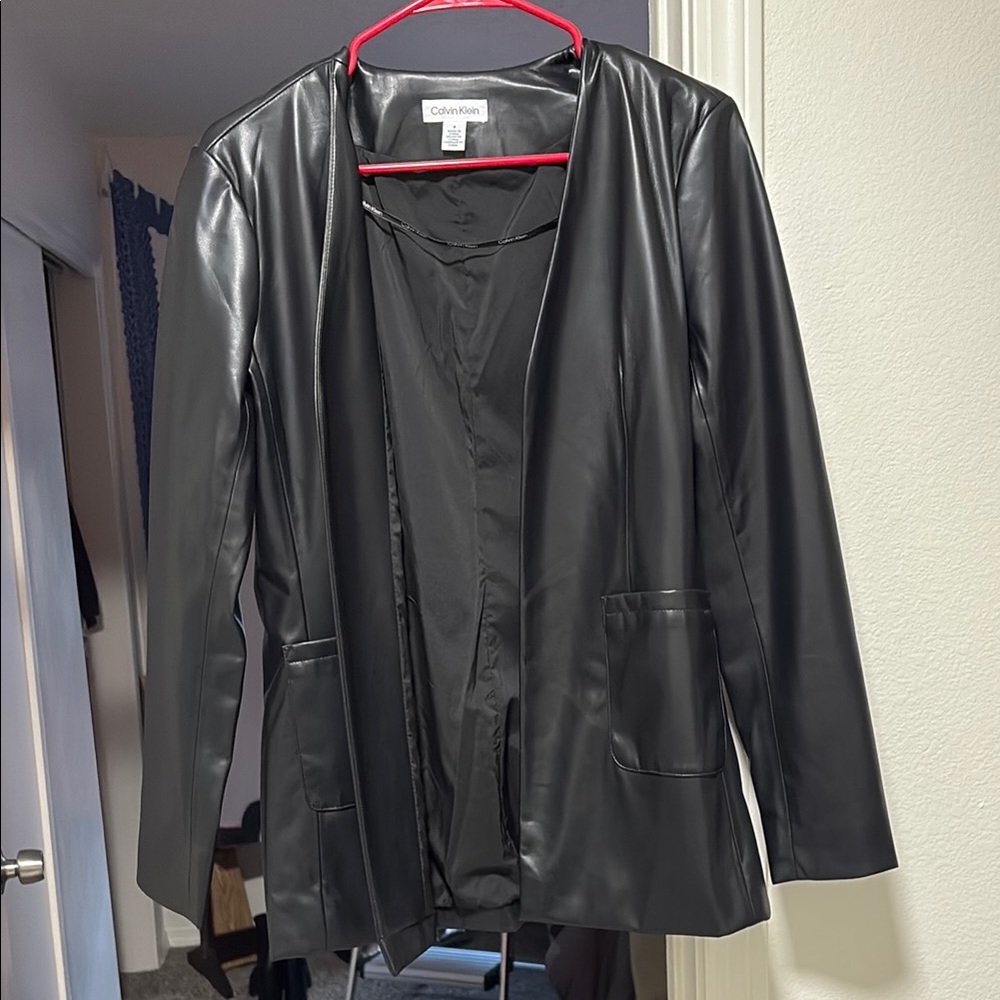Calvin Klein Women's Black Faux Leather Jacket
